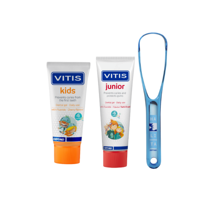 VITIS Kids en Junior tandpasta en Halita Tongreiniger